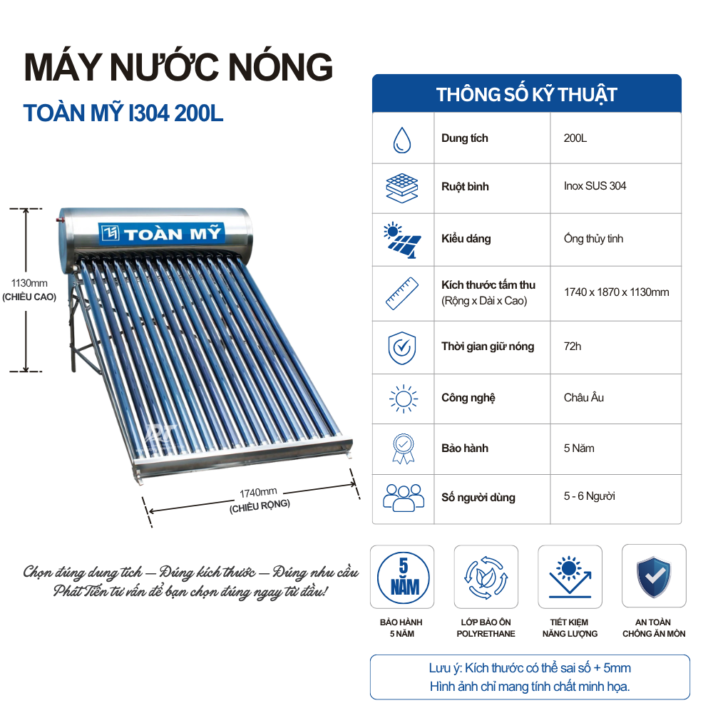 Máy nước nóng năng lượng mặt trời Toàn Mỹ 200L Máy nước nóng năng lượng mặt trời Toàn Mỹ 200L