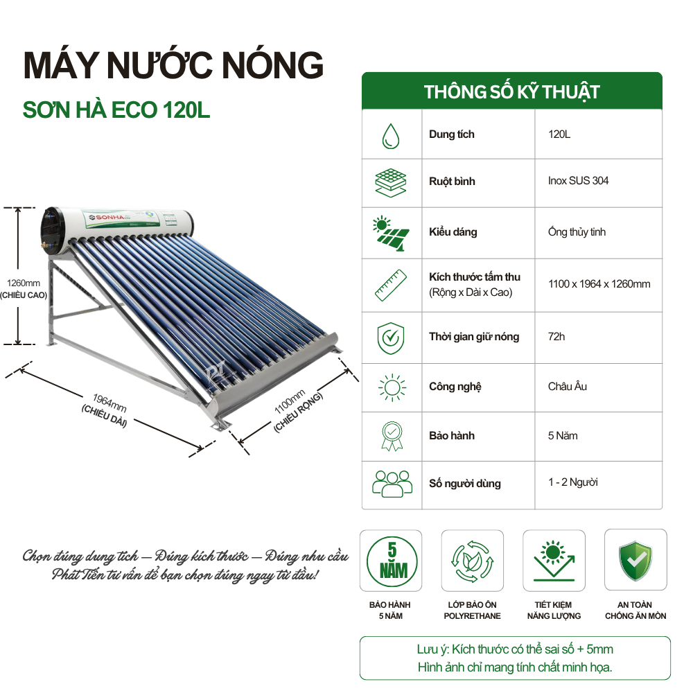 Máy nước nóng năng lượng mặt trời Sơn Hà Eco 120L Máy nước nóng năng lượng mặt trời Sơn Hà Eco 120L