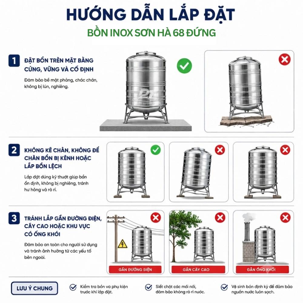Bồn inox Sơn Hà 68 2000L Bồn inox Sơn Hà 68 2000L