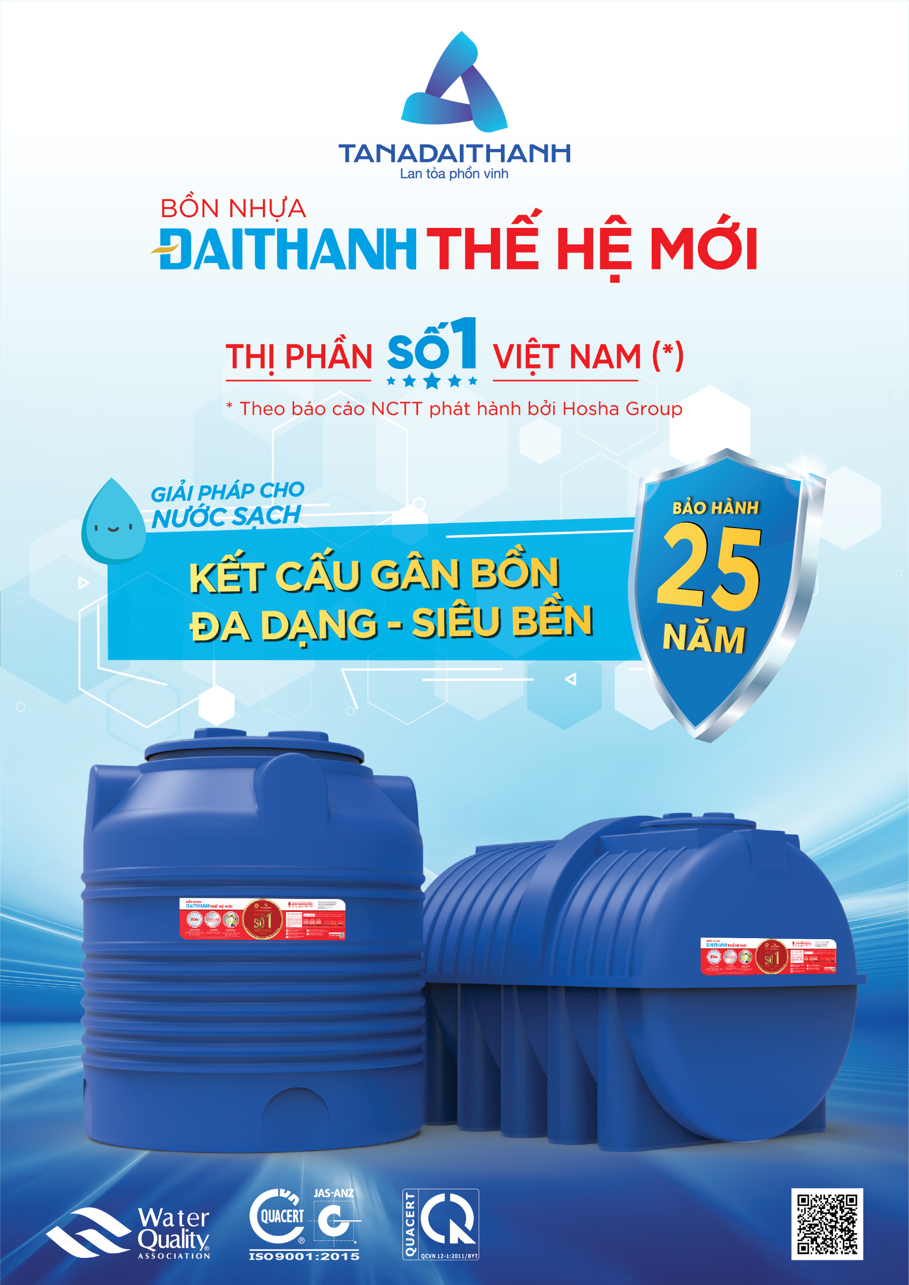Bồn nhựa Đại Thành THM 1000L đứng Bồn nhựa Đại Thành THM 1000L đứng
