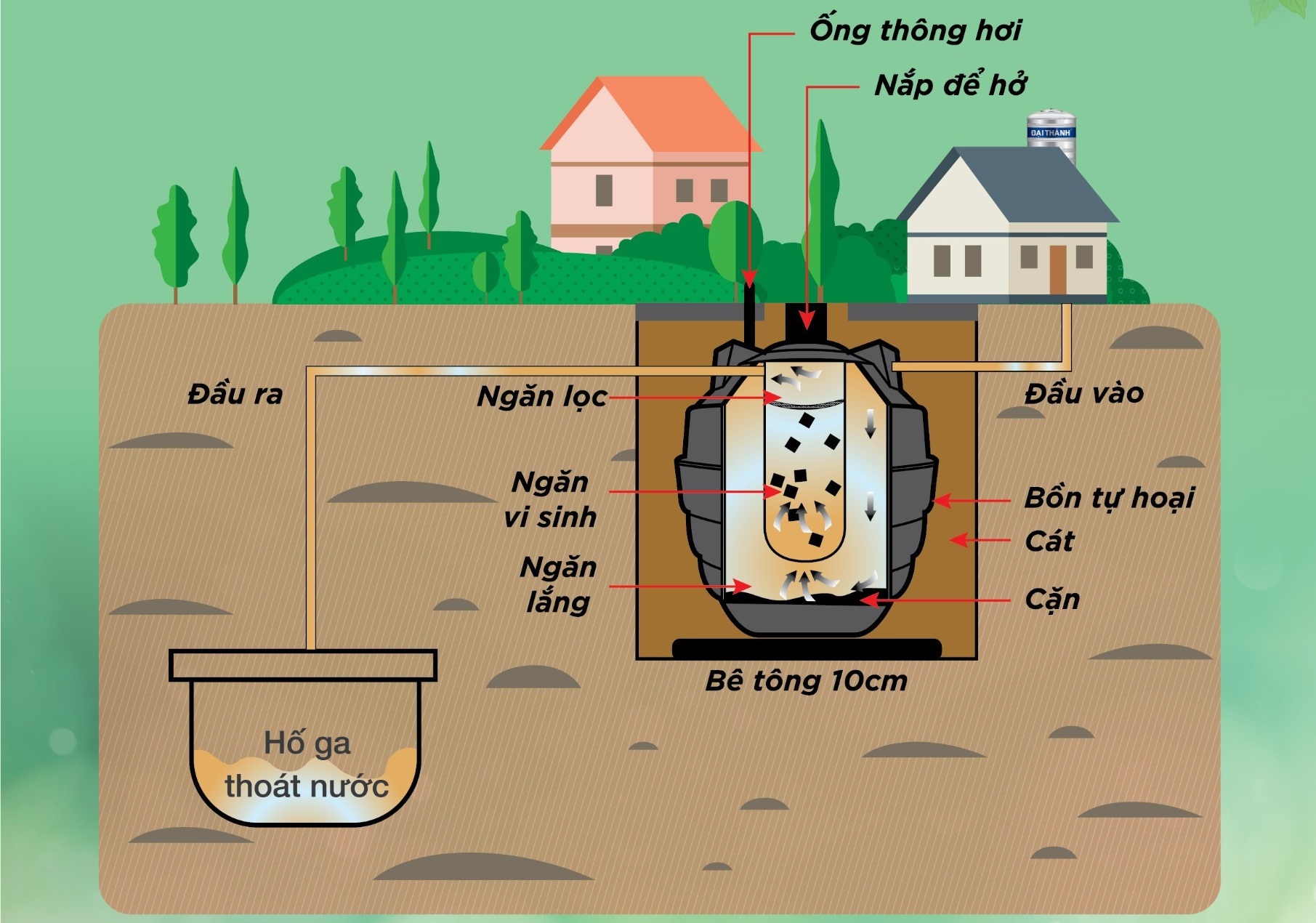 Bồn tự hoại Đại Thành 500L Bồn tự hoại Đại Thành 500L