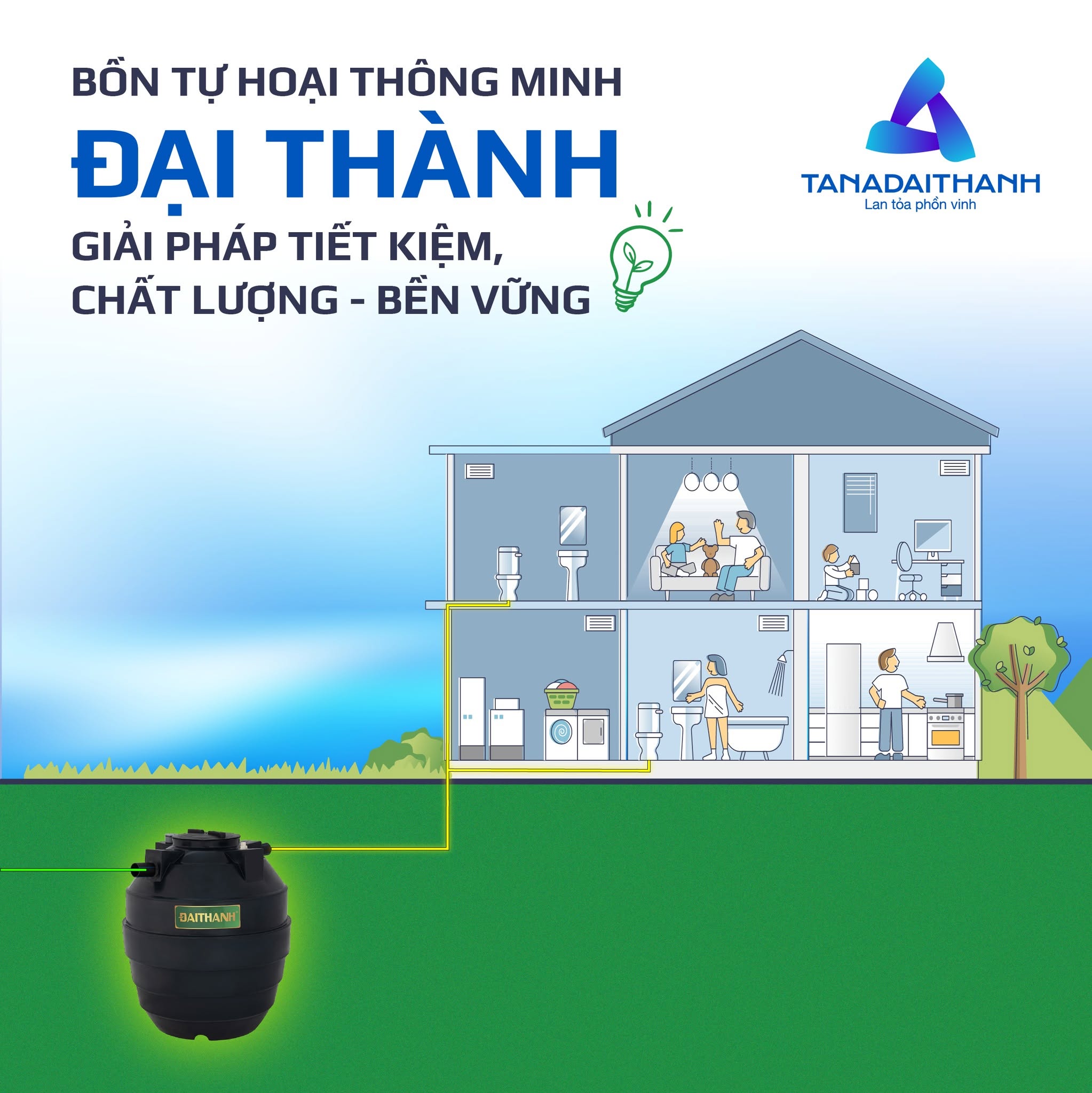 Bồn tự hoại Đại Thành 500L Bồn tự hoại Đại Thành 500L