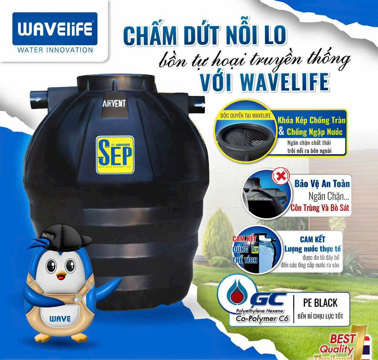 Bồn tự hoại Wavelife SEP 1000L Bồn tự hoại Wavelife SEP 1000L