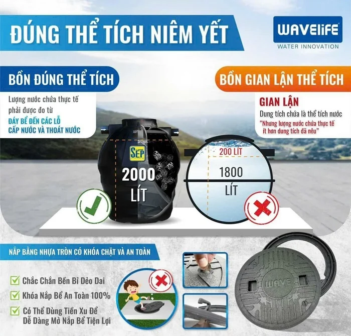 Bồn tự hoại Wavelife SEP 1000L Bồn tự hoại Wavelife SEP 1000L