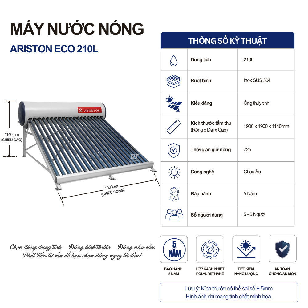 Máy nước nóng năng lượng mặt trời Ariston ECO 2 210L Máy nước nóng năng lượng mặt trời Ariston ECO 2 210L
