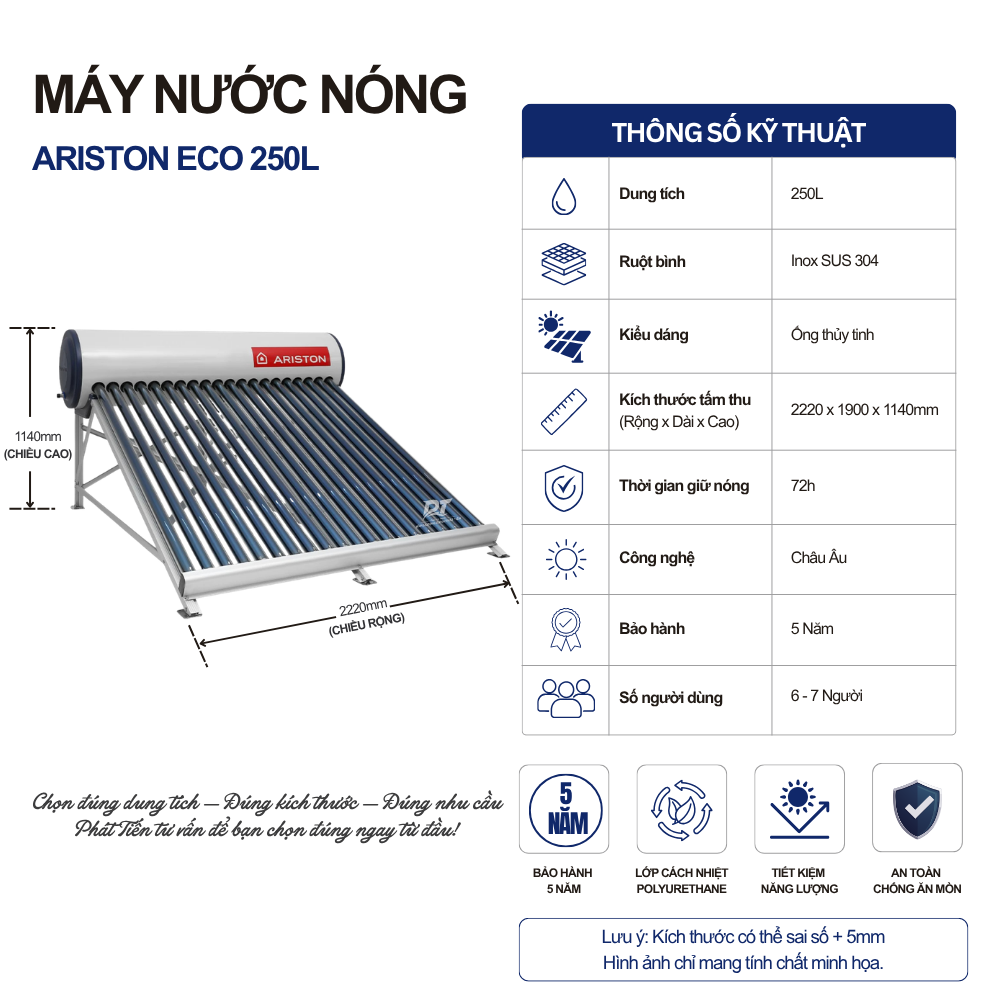 Máy nước nóng năng lượng mặt trời Ariston ECO 2 250L Máy nước nóng năng lượng mặt trời Ariston ECO 2 250L
