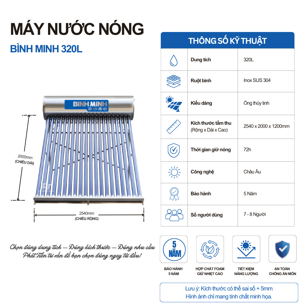 Máy nước nóng năng lượng mặt trời Bình Minh 320L Máy nước nóng năng lượng mặt trời Bình Minh 320L