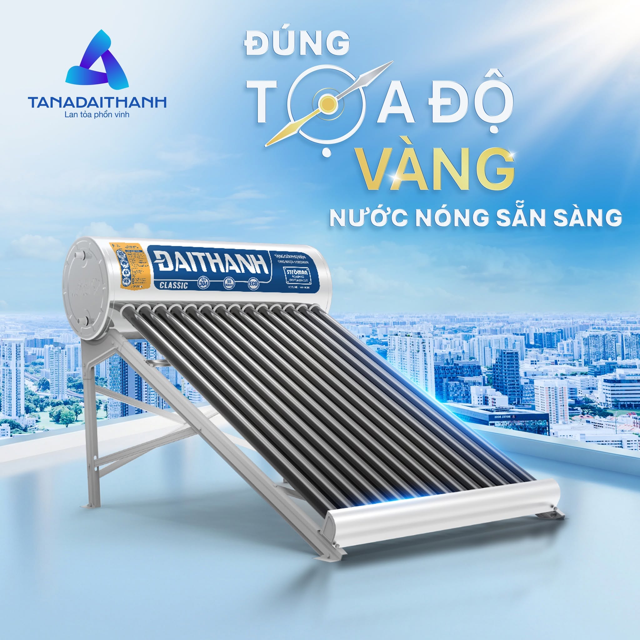 Máy nước nóng năng lượng mặt trời Đại Thành 130L Máy nước nóng năng lượng mặt trời Đại Thành 130L