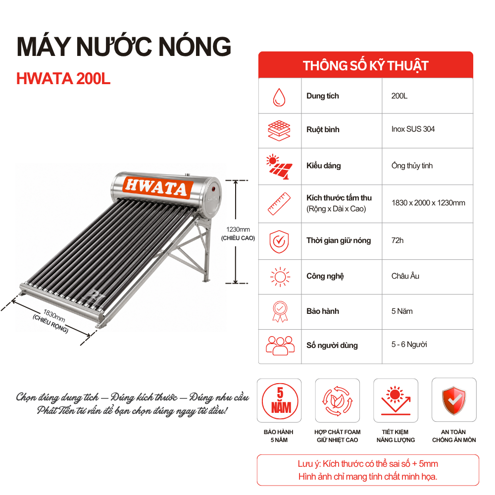 Máy nước nóng năng lượng mặt trời Hwata 200L Máy nước nóng năng lượng mặt trời Hwata 200L