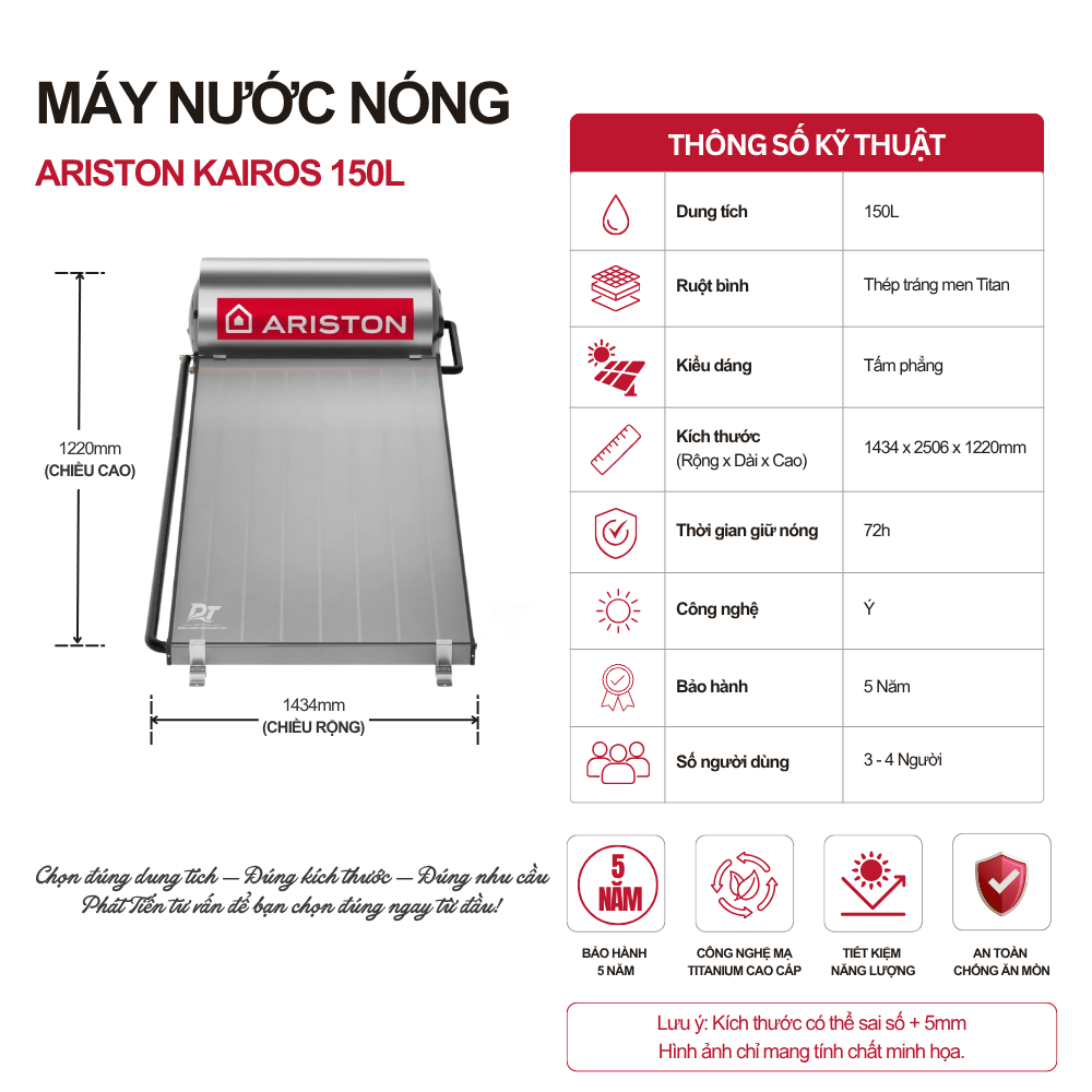 Máy nước nóng tấm phẳng Ariston 150L Máy nước nóng tấm phẳng Ariston 150L