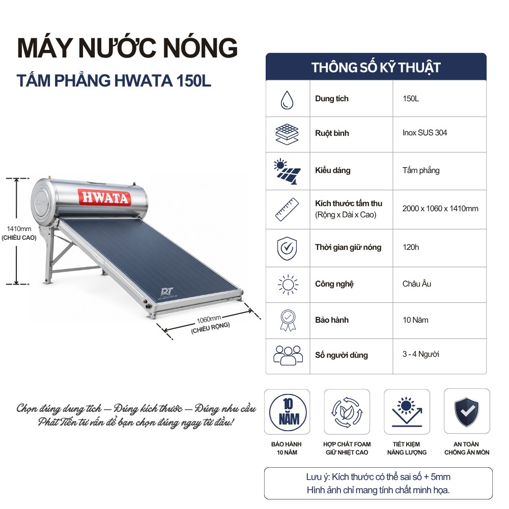 Máy nước nóng tấm phẳng Hwata 150L Máy nước nóng tấm phẳng Hwata 150L