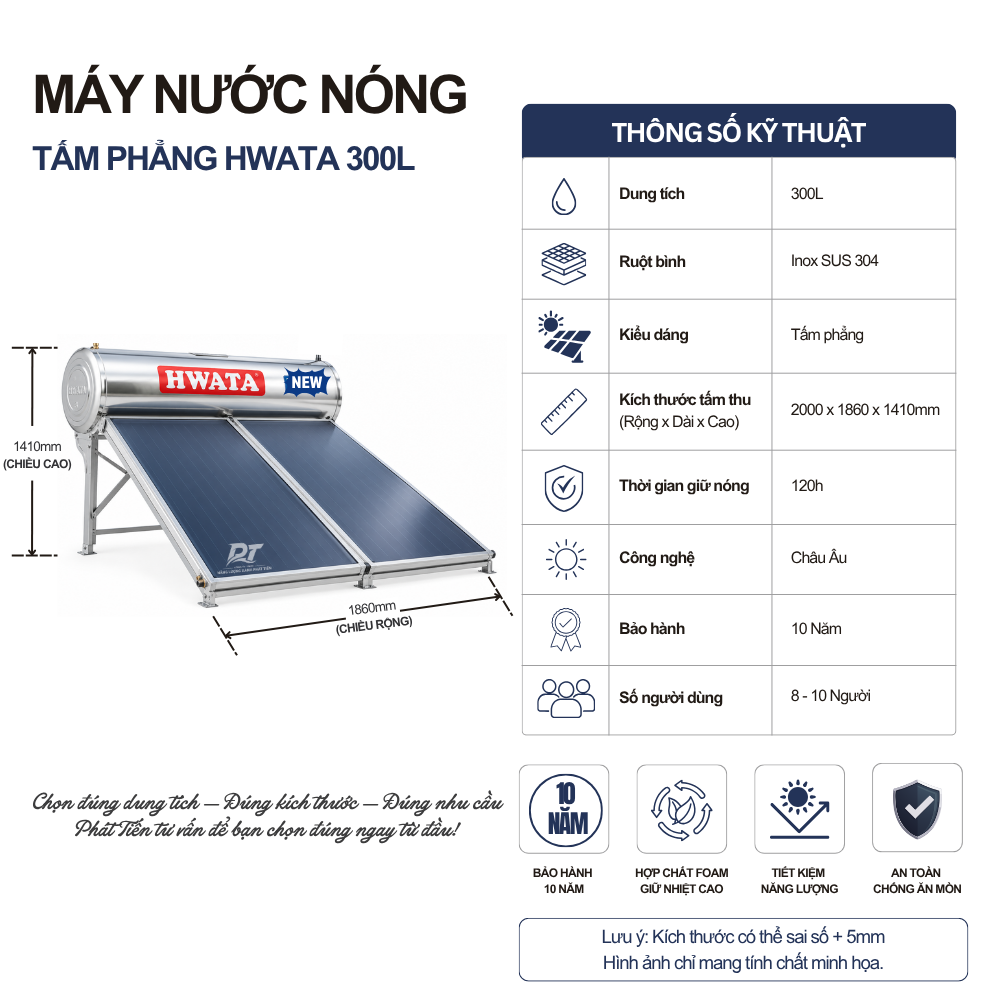 Máy nước nóng tấm phẳng Hwata 300L Máy nước nóng tấm phẳng Hwata 300L