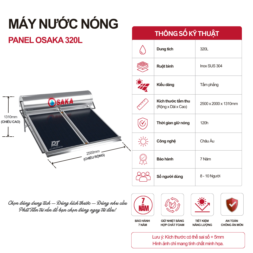 Máy nước nóng tấm phẳng Osaka 300L Máy nước nóng tấm phẳng Osaka 300L