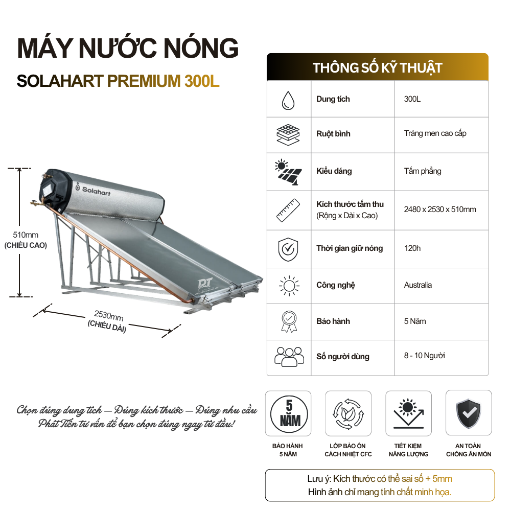 Máy nước nóng tấm phẳng Solahart Premium 300L Máy nước nóng tấm phẳng Solahart Premium 300L