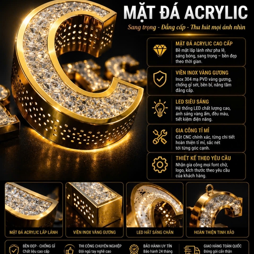 chữ mica mặt đá acrylic