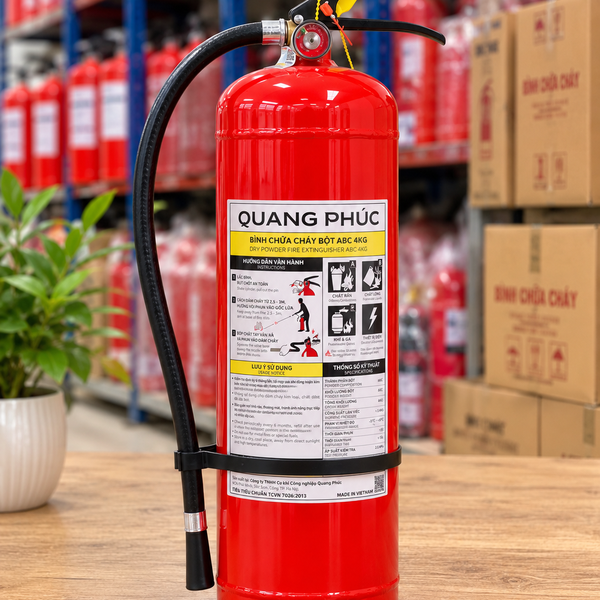 Bình Chữa Cháy Bột ABC 4Kg Quang Phúc Có Kiểm Định