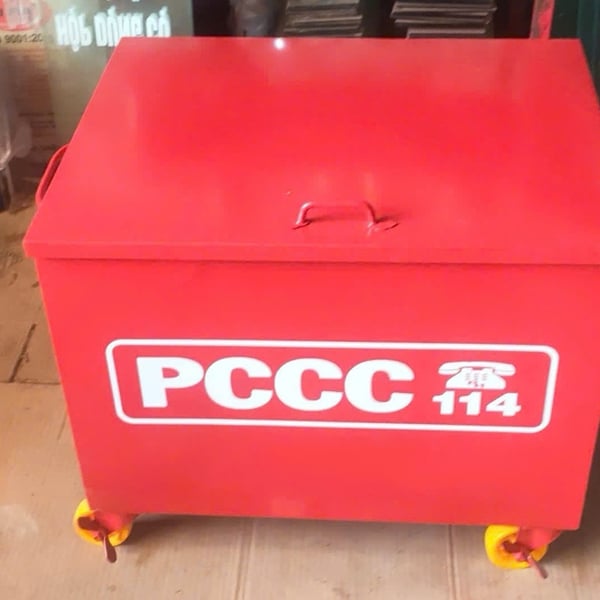 Thùng Đựng Cát PCCC Có Nắp Đậy Có Bánh Xe 1200x650x600