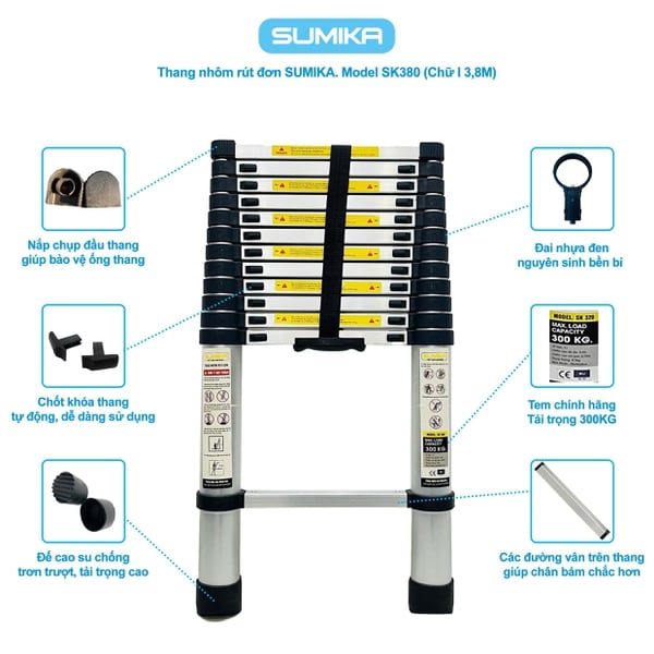 Thang Nhôm Rút Đơn Sumika SK380