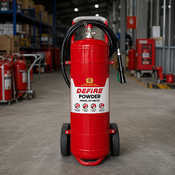 Bình Chữa Cháy Xe Đẩy Bột ABC 35Kg Defire Có Kiểm Định