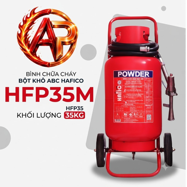 Bình Chữa Cháy Xe Đẩy Bột ABC 35Kg Hafico Có Kiểm Định