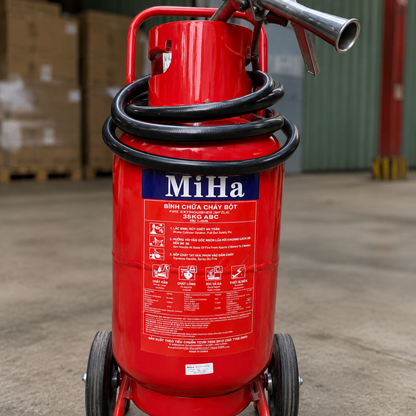 Bình Chữa Cháy Xe Đẩy Bột ABC 35Kg MIHA Có Kiểm Định