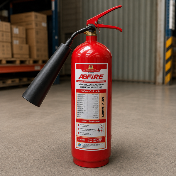 Bình Chữa Cháy Khí CO2 3Kg C-03 ABFIRE BCA Có Kiểm Định