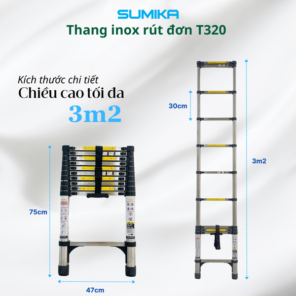 Thang Rút Đơn INOX Sumika T320