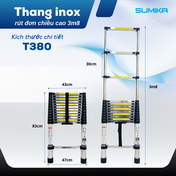 Thang Rút Đơn INOX Sumika T380