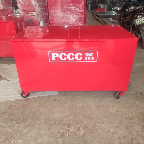 Thùng Đựng Cát PCCC Có Nắp Đậy Có Bánh Xe 650x400x500