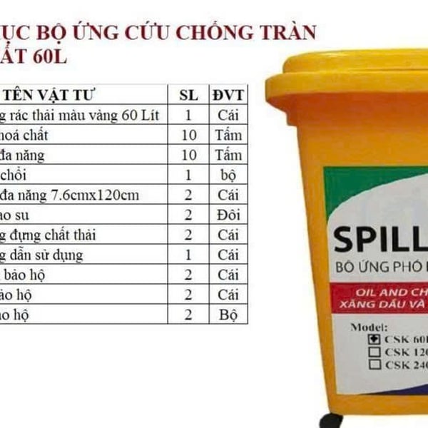 Bộ Ứng Cứu Tràn Dầu Hóa Chất 60 Lít Spill Kit