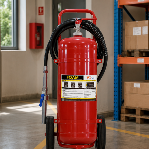 Bình Chữa Cháy Xe Đẩy Gốc Nước Bọt Foam 25 Lít Vinafoam