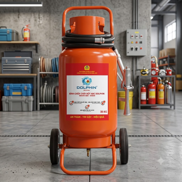 Bình Chữa Cháy Xe Đẩy Bột ABC 35Kg Dolphin