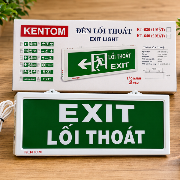 Đèn Exit Lối Thoát 1 Mặt KT-630 Kentom