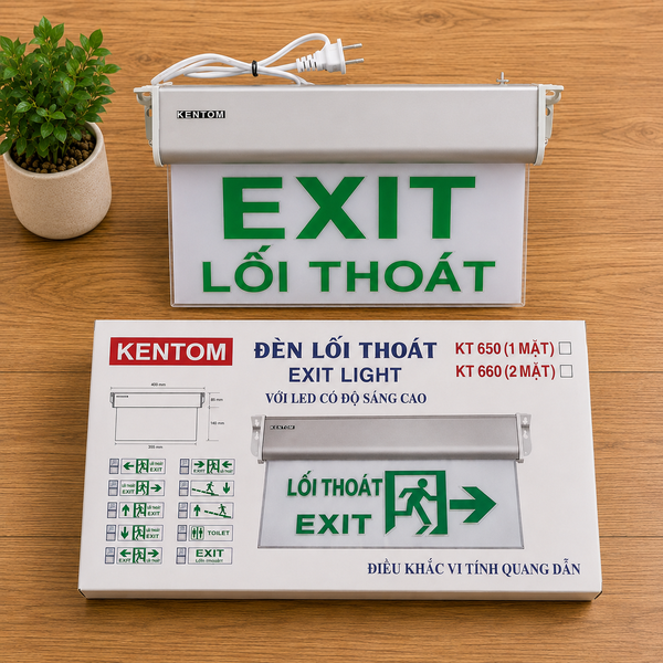 Đèn Exit Lối Thoát 1 Mặt KT-650 Kentom