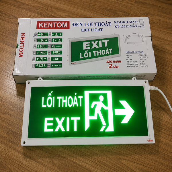 Đèn Exit Lối Thoát 2 Mặt KT-120 Kentom