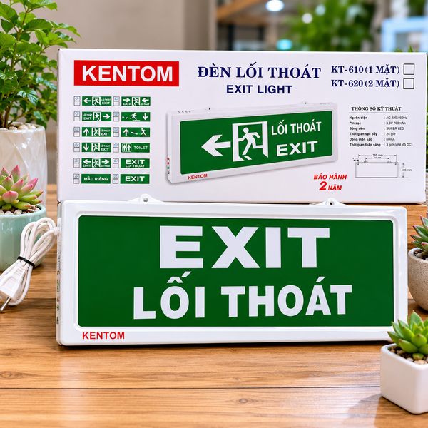 Đèn Exit Lối Thoát 2 Mặt KT-620 Kentom