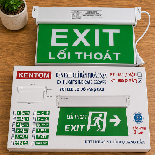 Đèn Exit Lối Thoát 2 Mặt KT-660 Kentom