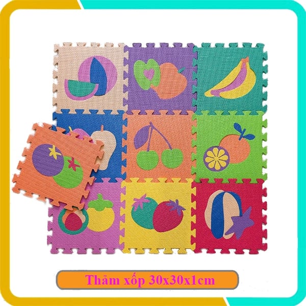 Thảm Ghép Cho Bé Hình Trái Cây - Bộ 10 Tấm (30x30x1cm)