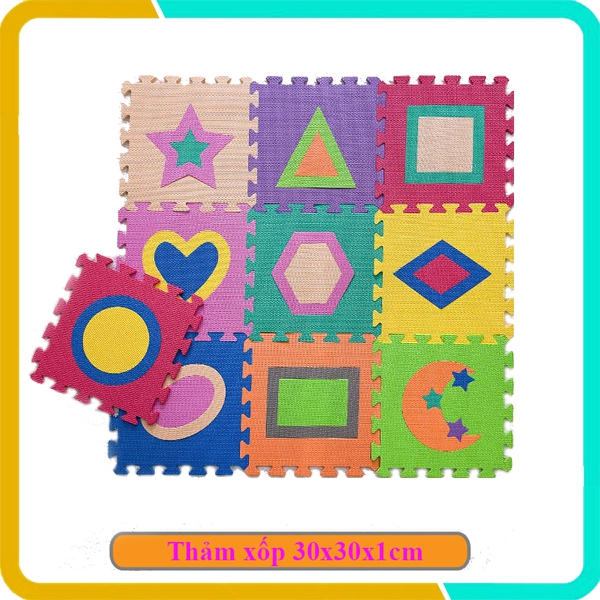 Thảm Xốp Cho Bé Hình Học - Bộ 10 Tấm (30x30x1cm)