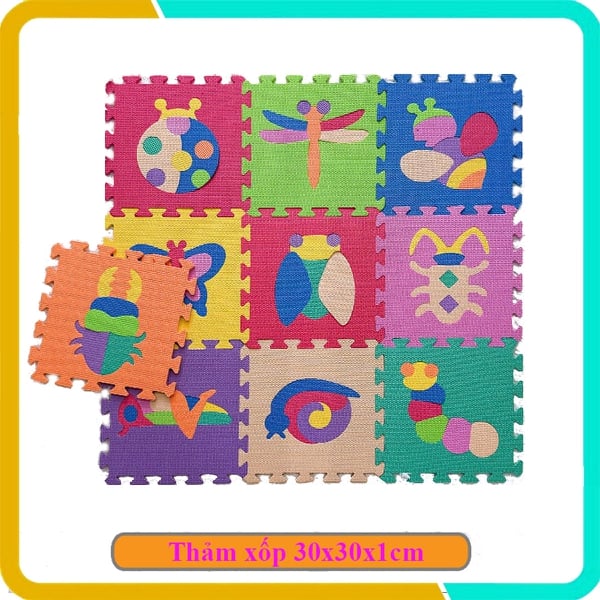 Thảm Ghép Cho Bé Hình Côn Trùng - Bộ 10 Tấm (30x30x1cm)