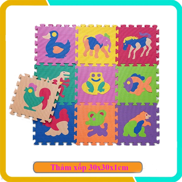 Thảm Ghép Cho Bé Hình Con Vật - Bộ 10 Tấm (30x30x1cm)