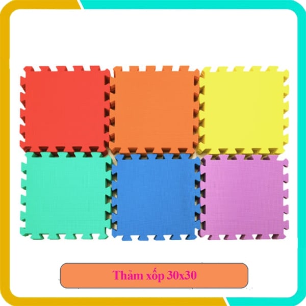 Thảm Ghép Cho Bé Tấm Trơn - Bộ 10 Tấm 10 Màu (30x30x1cm)