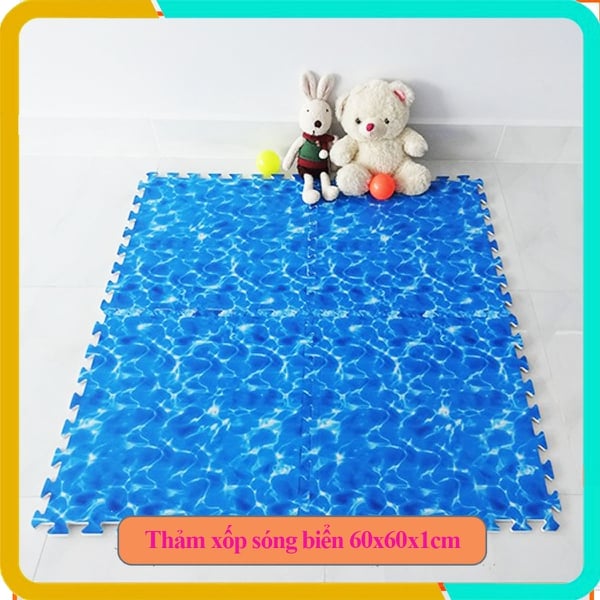 Thảm Trải Sàn Cho Bé Hình Sóng Biển - Bộ 4 Tấm ( 60x60 x1cm)