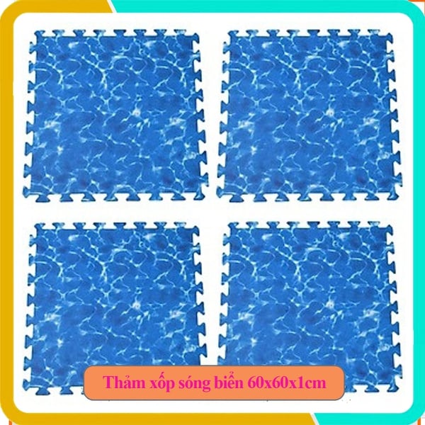 Thảm Trải Sàn Cho Bé Hình Sóng Biển - Bộ 4 Tấm ( 60x60 x1cm)