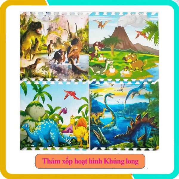 Thảm Chơi Cho Bé Hình Khủng Long - Bộ 4 Tấm (60x60x1cm)
