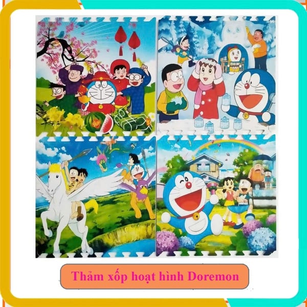 Thảm Chơi Cho Bé Hình Doremon - Bộ 4 Tấm 60x60x1cm