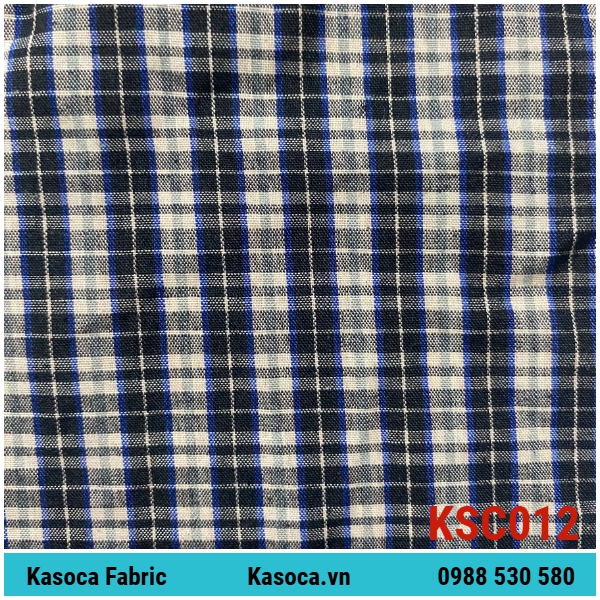 Vải Kate Caro Màu Đậm KSC012 – Mẫu Caro Dễ May, Phù Hợp Hàng Sỉ
