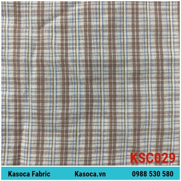 Vải Kate Sọc Kẻ Màu Lợt KSC029 – Bề Mặt Phẳng, Dễ Cắt May Theo Cây