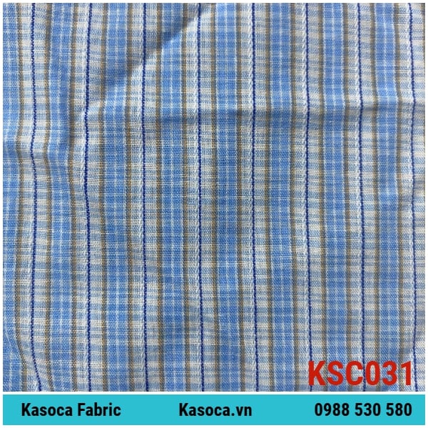 Vải Kate Sọc Kẻ Màu Lợt KSC031 – Sọc Gọn, Phù Hợp May Đồng Phục