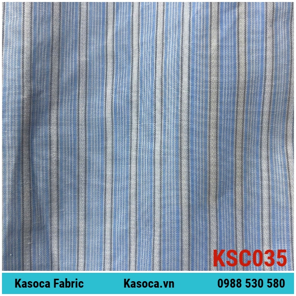 Vải Kate Sọc Kẻ Màu Lợt KSC035 – Bề Mặt Phẳng, Dễ Cắt May Theo Cây